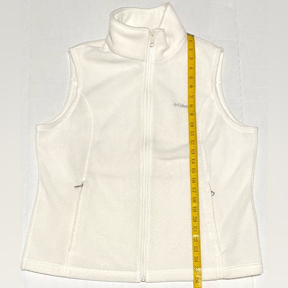 Columbia Womens XL Solid Cream Fleece Sleeveless Zip-Front Vest Classic Warm - Picture 12 of 13
